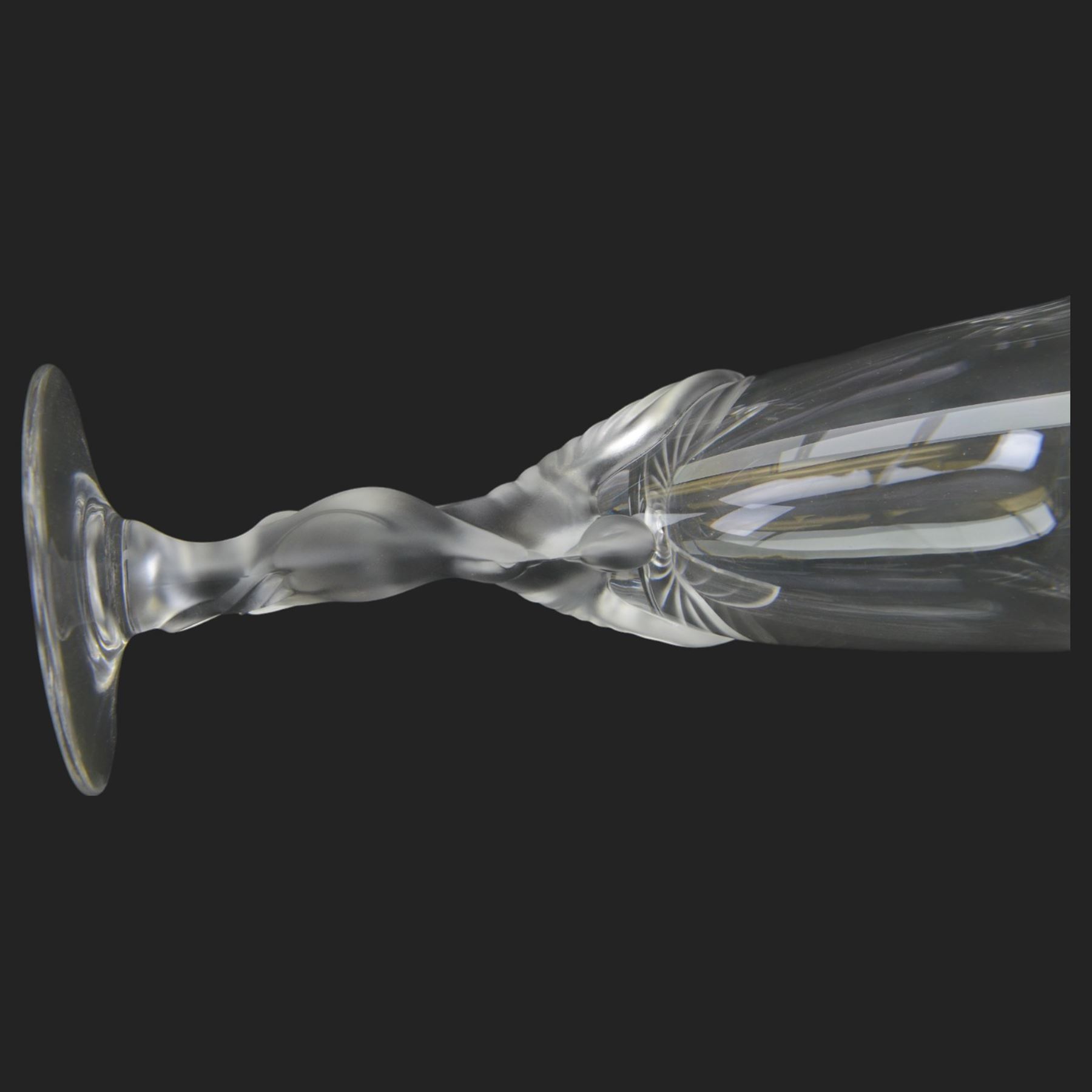 Set of five Carl Faberge Kissing Doves champagne flutes, H21cm
