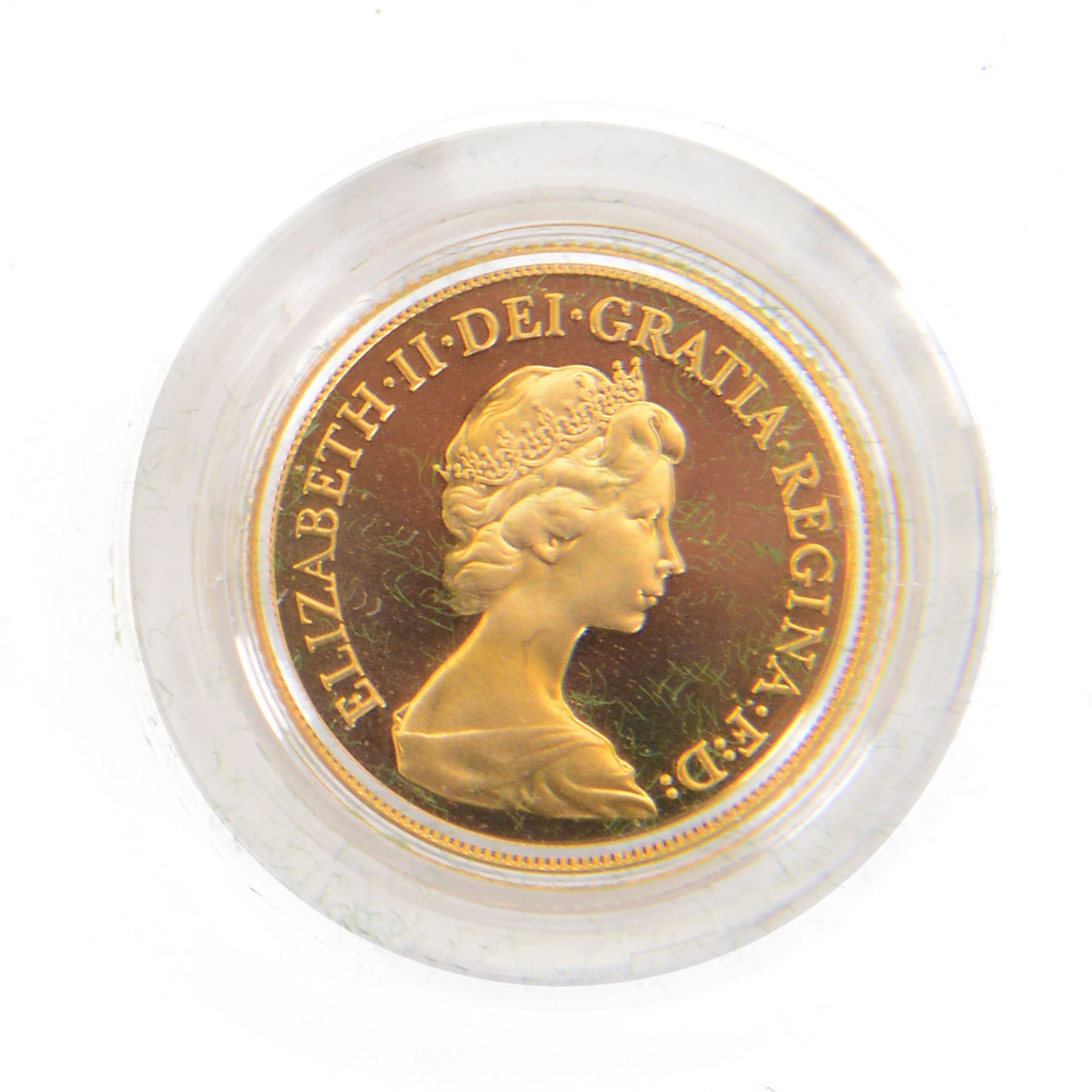 Queen Elizabeth II 1980 gold proof full sovereign coin, cased with certificate