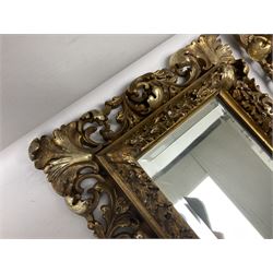 Pair of Florentine carved giltwood mirrors, H34cm