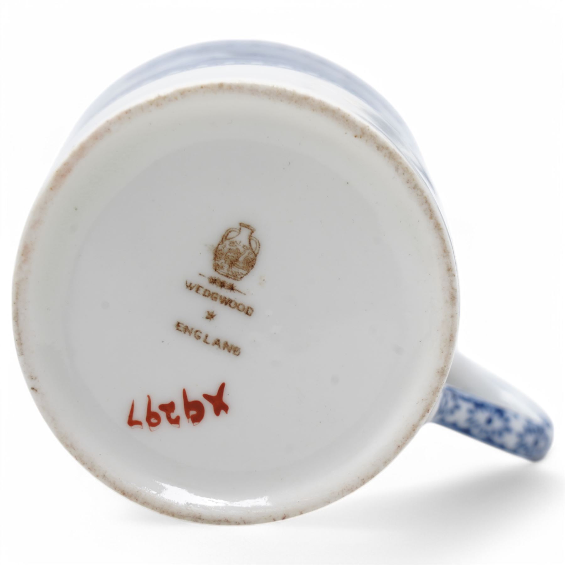 Pair of early 19th century Enoch Wood 'Grapevine Border Series' blue and white knife rests, another pair in the Willow pattern, Victorian T G Booth Indian Ornament razor box and cover and Wedgwood 'Fallow Deer' pattern coffee pot, cream jug, sugar bowl and cover and a coffee can and saucer