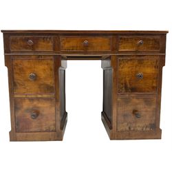 Cherrywood knee hole desk, rectangular top over three frieze drawers and four filing drawers