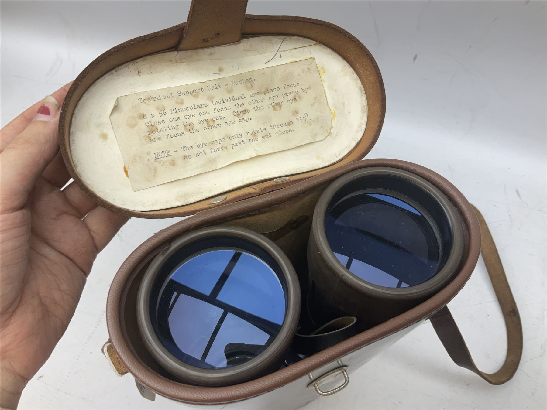 Nine cased pairs of binoculars to include Lieberman & Gortz 12x50, Frank Nipole 8x56, Uniscope, Hoya mark II 8x40, Porst 8x56 etc