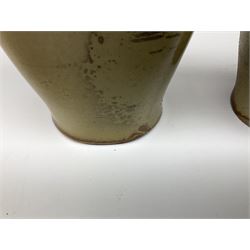  19th century salt glazed stoneware gin bottle impressed John Shaw, Red Lion Vaults, Whitefriargate, Hull of bulbous oval form H27cm and another with impressed label for J. Christie Mytongate Hull (2)  