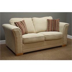  Two seat sofa bed upholstered in neutral fabric, W184cm, D94cm  