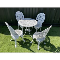 White painted cast aluminium patio set - THIS LOT IS TO BE COLLECTED BY APPOINTMENT FROM DUGGLEBY STORAGE, GREAT HILL, EASTFIELD, SCARBOROUGH, YO11 3TX