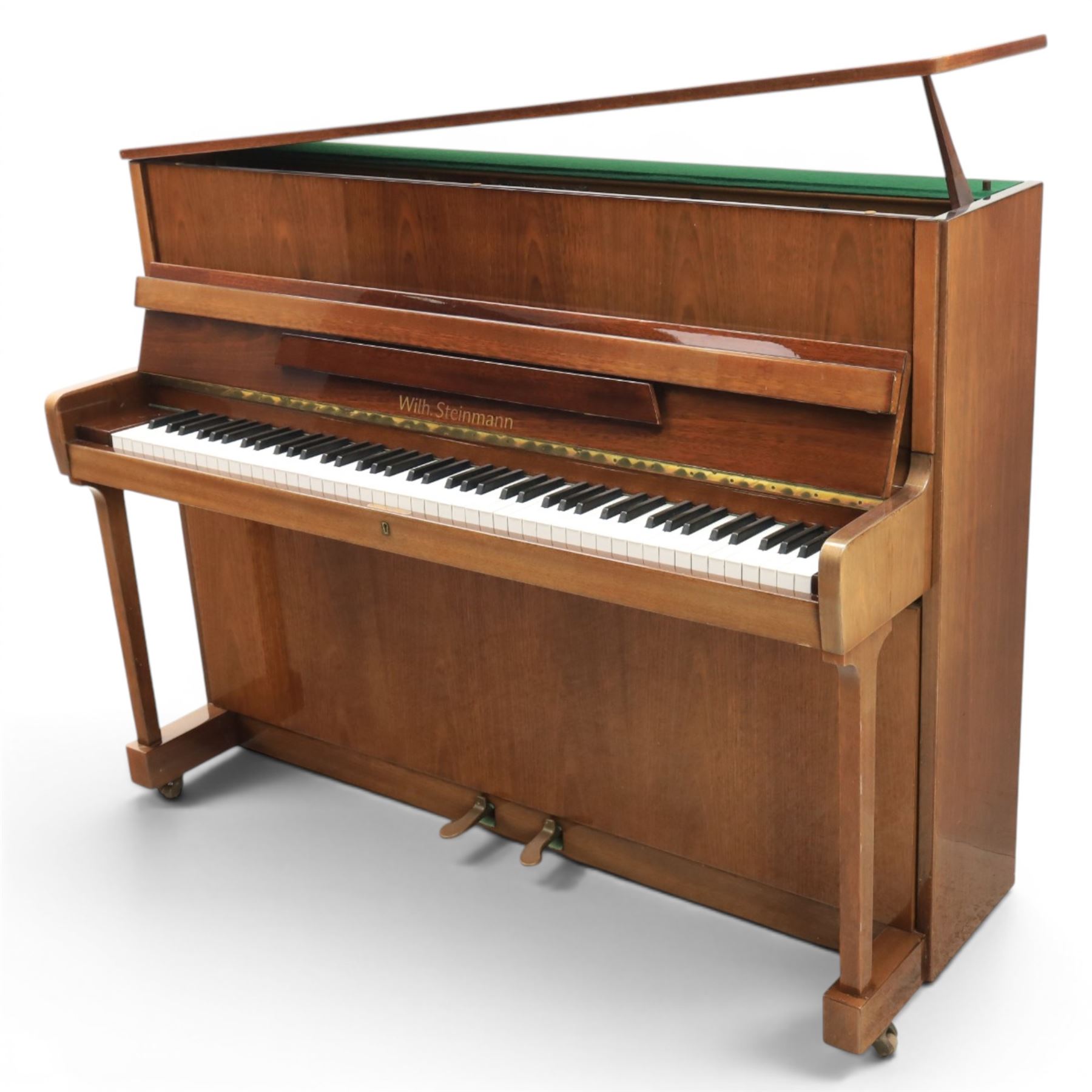 Wilh. Steinmann - 20th century East German mahogany veneered upright piano, together with matching stool