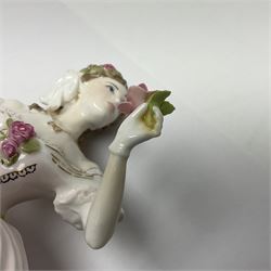 Three Royal Worcester figurines,  The First Quadrille, The Fairest Rose and Queen of Hearts, largest H21cm