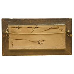 J Bell (British Naive School 19th/20th century): Coastal Scene and Windmill, pair oils signed and dated 1908, 13cm x 39cm (2)