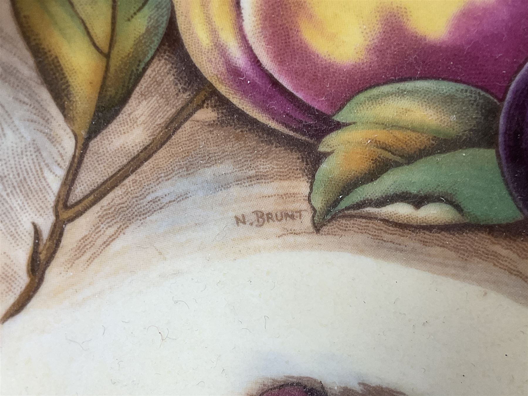 Aynsley Orchard gold pattern trio and vase, together with Edwardian Bone China plate, decorated with fruit, signed D. Wilson