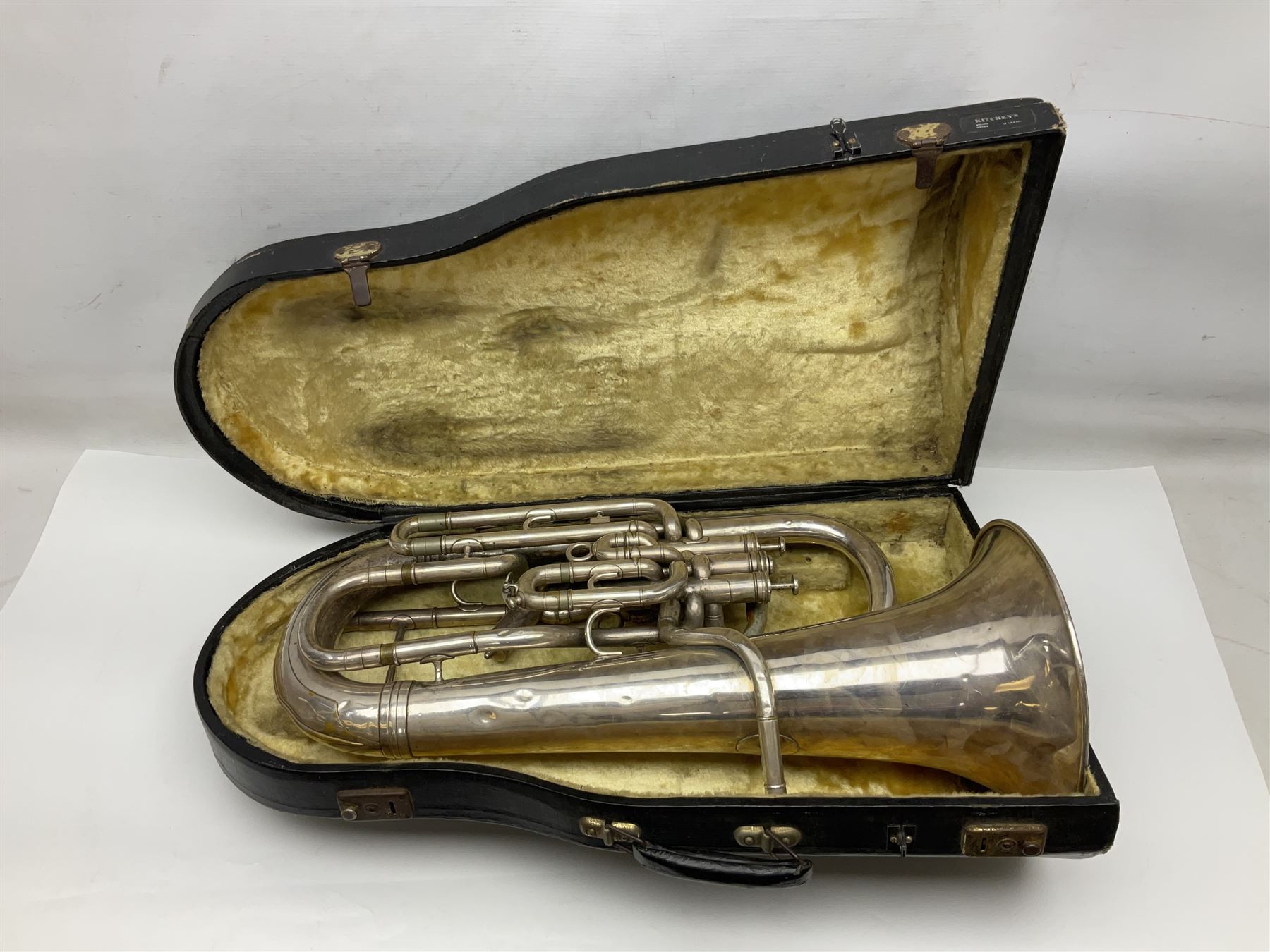 Boosey & Co Class A silver plated four-valve euphonium, serial no.117918 L62cm; in carrying case