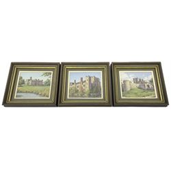Three miniature oils on copper depicting Kent castles, overall H12.5cm L13.5cm. (3).