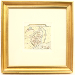 Pieter van der Aa (Dutch 1659-1733): Town Plan of Hull, hand coloured map c.1707, 14cm x 14cm