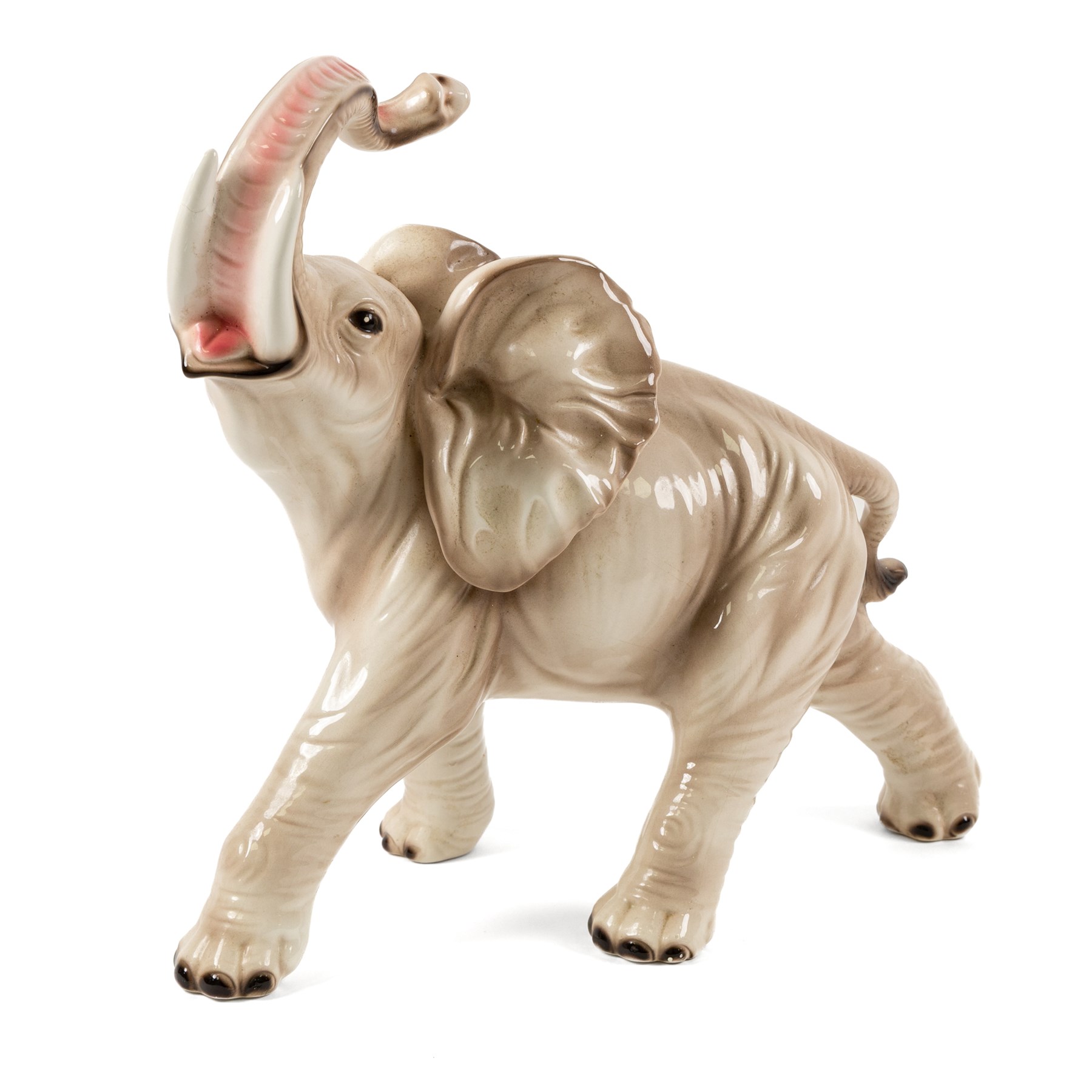 Italian Mid-century elephant, with trunk raised, H40cm