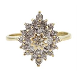 9ct gold diamond cluster ring, hallmarked