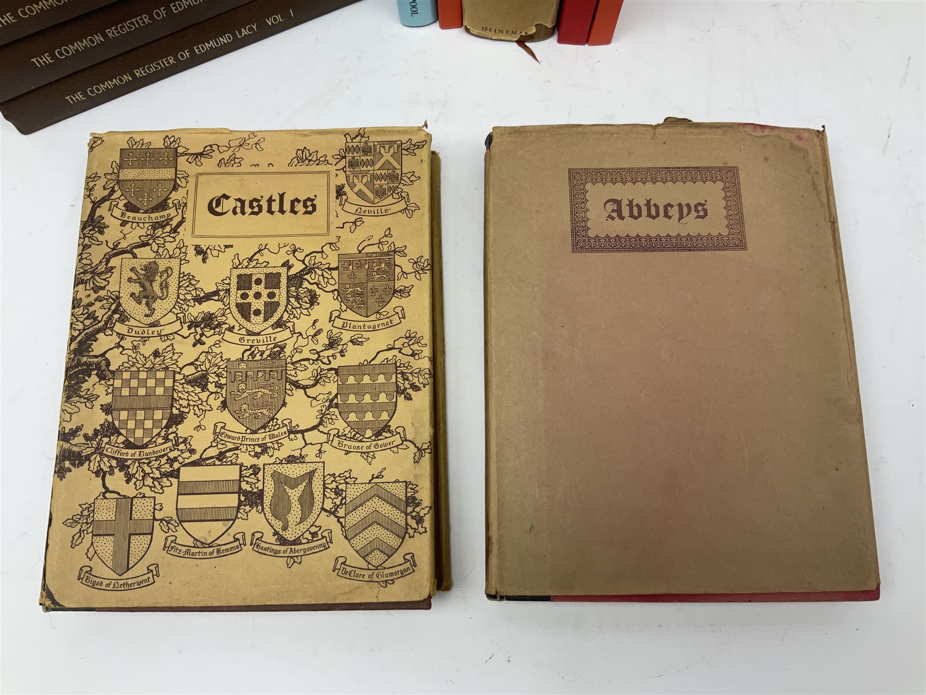 Collection of books, to include four 1920s Great Western Railway publications on Abbeys, Castles and Cathedrals, including three hardback examples, together with The Bible Designed to be Read as Literature, The Register of Edmund Lacy Bishop of Exeter 1420-1455 Vols 1-5, Laura Knight by Janet Dunbar, A Calendar of Cornish Glebe Terriers 1673-1735, The Parliamentary Survey of the Duchy of Cornwall Parts 1 and 2 and two Bradburys Hallmarks books