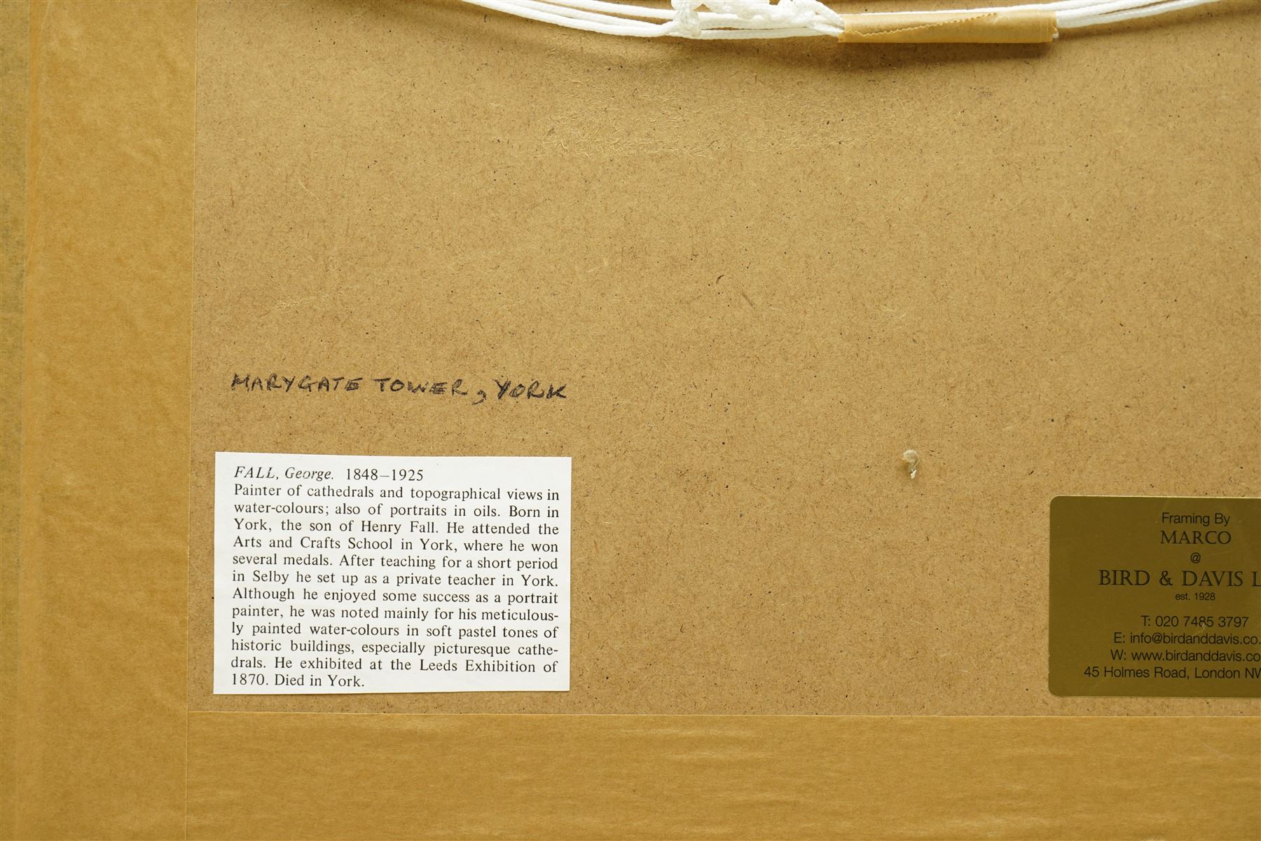 George Fall (British 1848-1925): 'Marygate Tower York', watercolour signed 16cm x 23cm