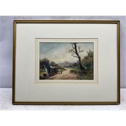 Austin Smith (British early 20th century): Gypsies on the Road, watercolour signed and dated 1917, 18cm x 26cm