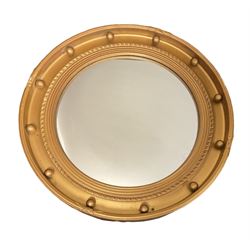 Convex circular gilt wall mirror, D48.5cm