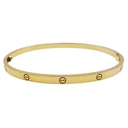 Cartier 18ct gold 'Love' Bangle, small model, hallmarked, with certificate 