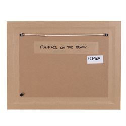 Gordon Barker (British 1960-): 'Funfair at the Beach', acrylic on paper signed, titled verso 24cm x 34cm 