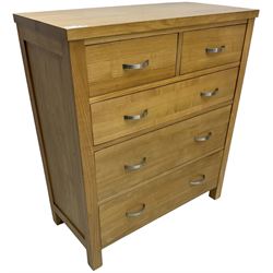 Light ash chest, fitted with two short and three long drawers