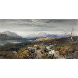 Thomas Miles Richardson Jnr. (British 1813-1890): 'Looking up Glen Strae - Loch Awe', watercolour signed and dated 1881, original title label verso 33cm x 64cm 
Provenance: private collection, purchased Christie's London 3rd September 2013 Lot 435 