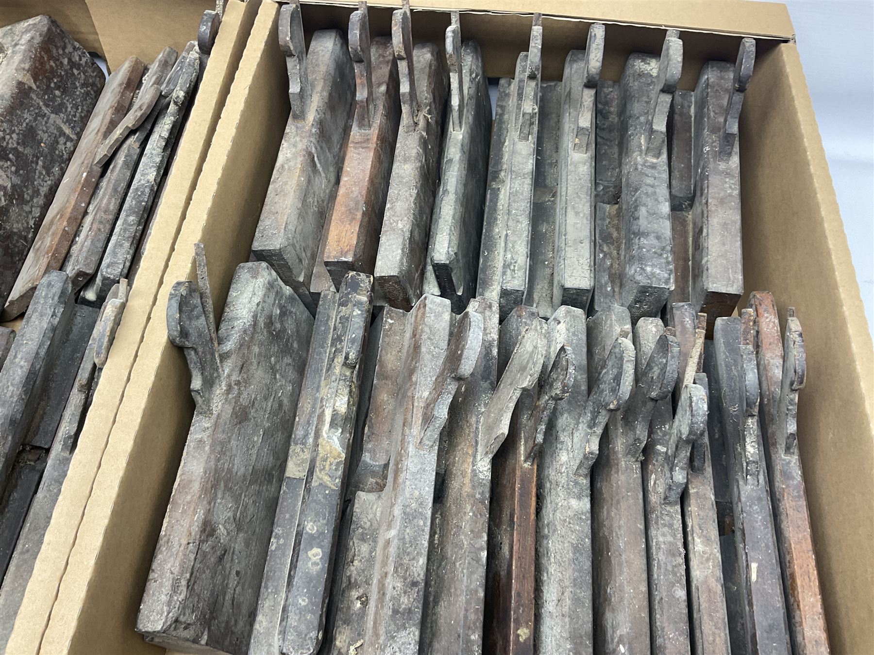 Large quantity of 19th century and later woodworking planes, to include rebate, block and moulding examples, including examples by King & Peach (Hull), E. Preston & Sons etc