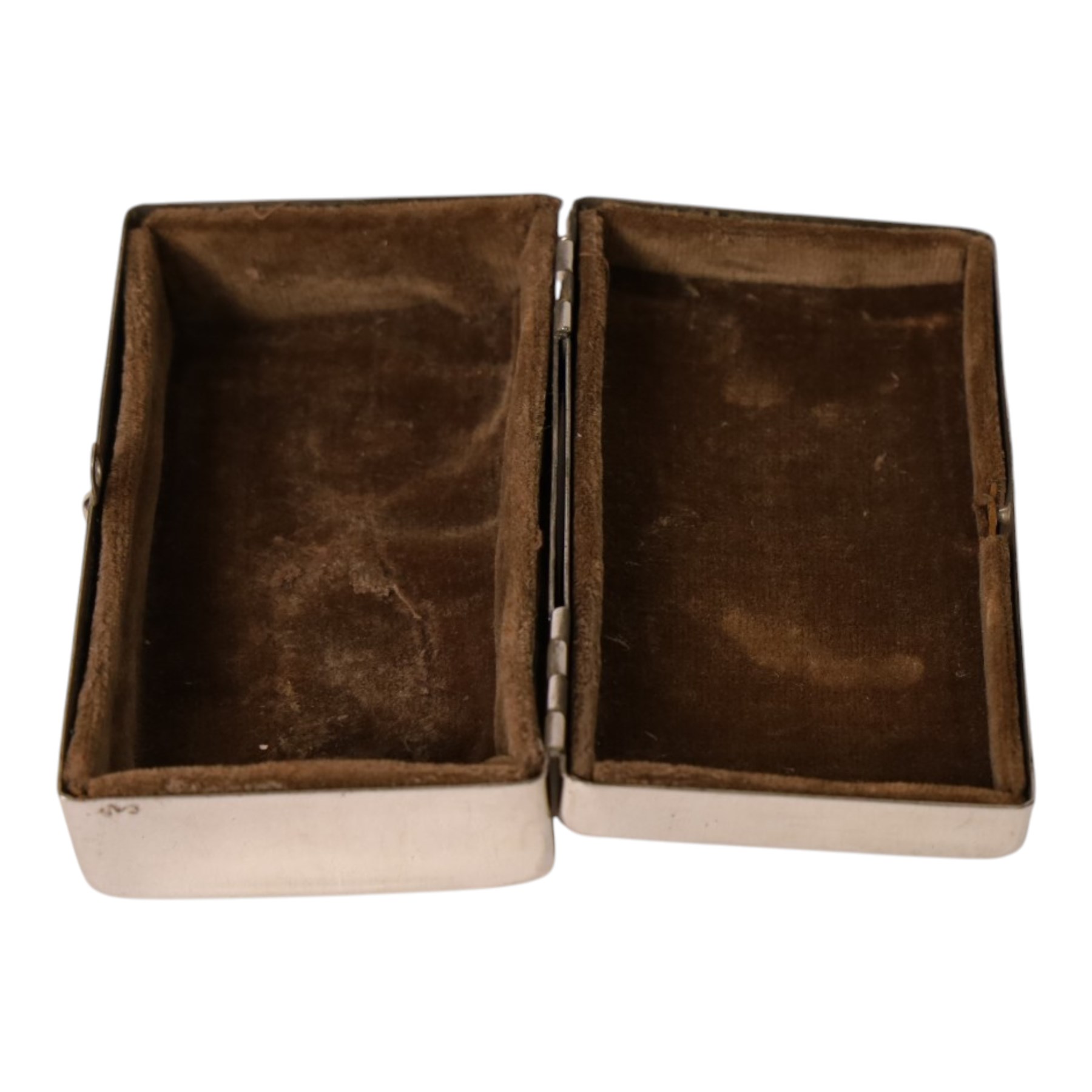 WWII German Third Reich 'silver' wound badge, numbered verso L22, together with a silver plate box with a miniature wound badge to the hinged lid, with brown velvet lining, box H3cm 