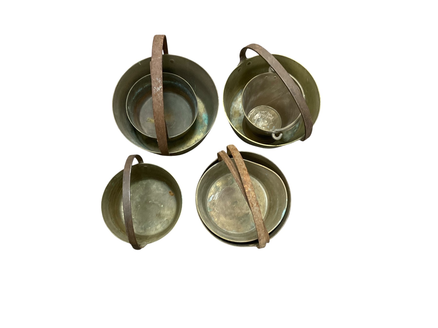 Collection of brass jam pans