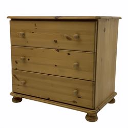 Pine three drawer chest