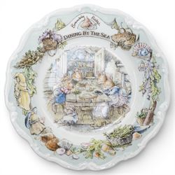 Set of four Royal Doulton Brambly Hedge plates from the 'Sea Story' collection, 'Dining by the Sea', 'Homeward Bound', 'Meeting on the Sand', and 'Rigging the Boat' (4)