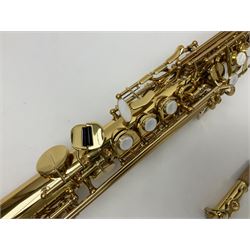 Trevor James The Horn Classic II brass straight soprano saxophone, serial no.T1255; in lightweight carrying case with accessories
