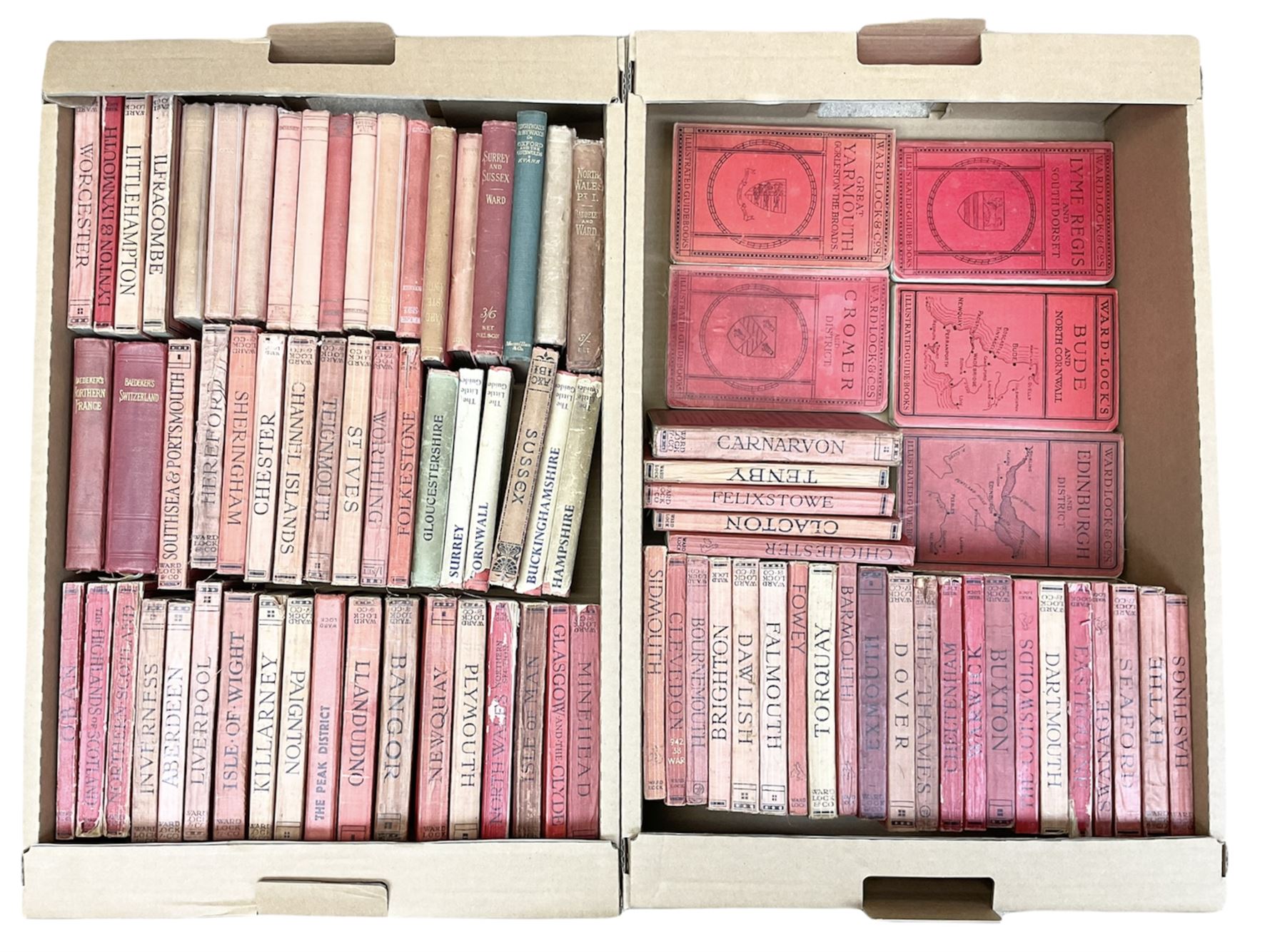 Large collection of Ward Lock & Co's illustrated guidebooks, late victorian to mid 20th century together with a number of 'the little guides' etc, two boxes