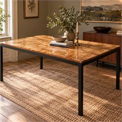 Contemporary Belgian designer dining table, rectangular tessellated parquet veneered top c...