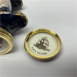 Halcyon Days bonbonniere, modelled as 'Vice-Admiral Lord Nelson', to mark the bicentenary of the British victory at the Battle of Trafalgar, together with another Halcyon Days enamel box depicting Lord Nelson, both boxed 