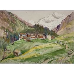 Cecil Arthur Hunt RWS RBA (British 1873-1965): 'Zermatt from the Matterhorn - Switzerland', watercolour signed and titled 25cm x 34cm
