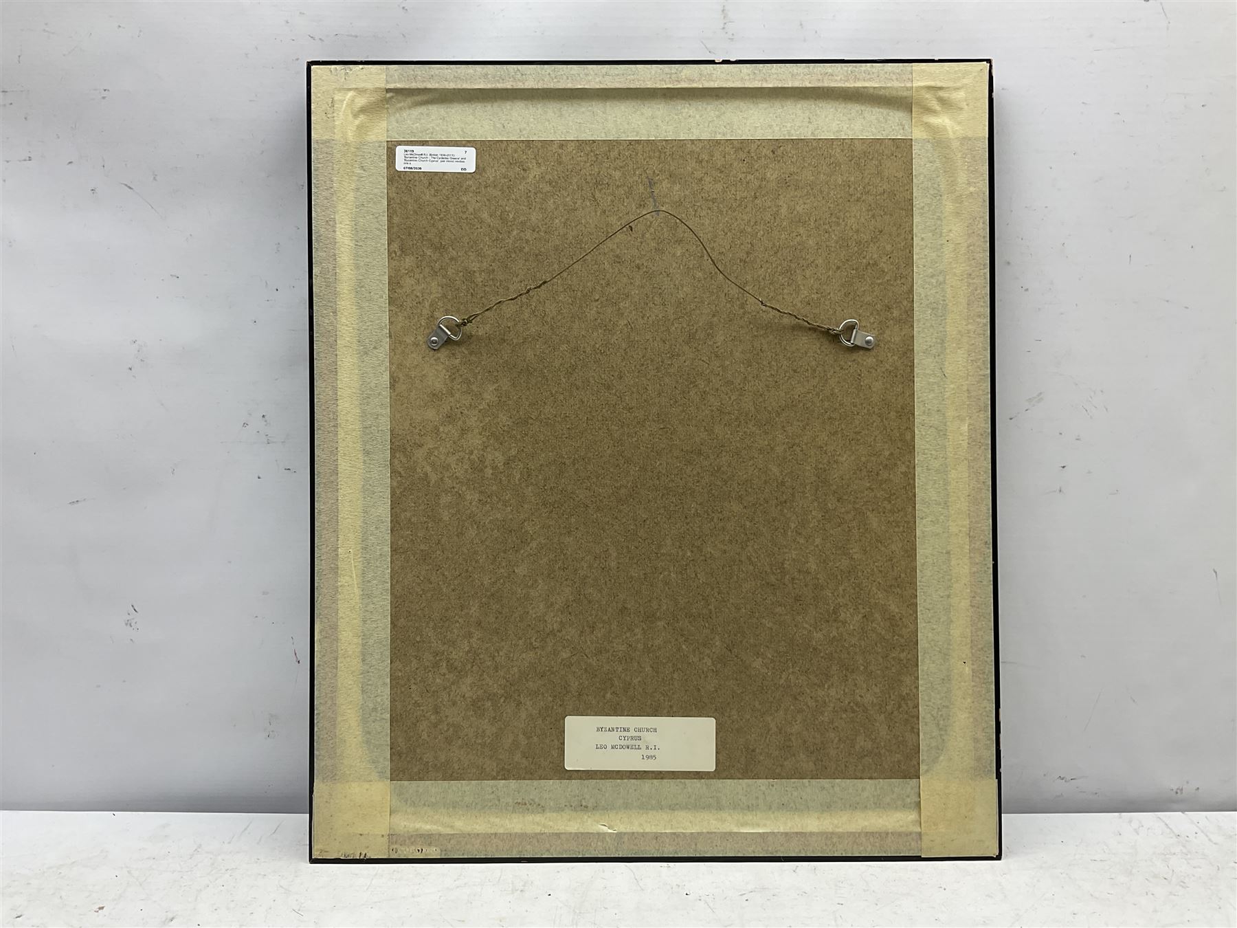 Leo McDowell R.I. (British 1936-2011): 'Byzantine Church - The Cyclades Greece' and 'Byzantine Church Cyprus', pair mixed medias one signed, titled and dated 1985 verso 23cm x 24cm (2)