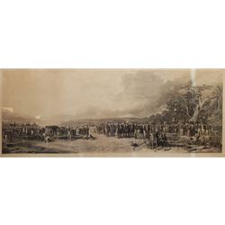 S W Reynolds engr. after Richard Ansdell (British 1815-1885): 'The Country Meeting of the Royal Agricultural Society', monochrome engraving pub. Thomas Agnew Manchester 1843, key to the individual figures verso 55cm x 127cm