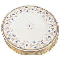 Royal Grafton Butterfly pattern tea and dinner wares for six, 
 comprising dinner plates, teacups and saucers, side plates and dessert plates, designed by The David Linley Co for Mappin & Webb