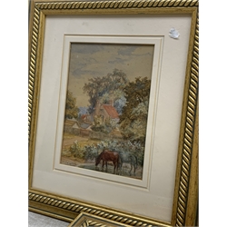 English School (19th century): Pastoral scenes with Cottages, set of three  watercolours unsigned 17cm x 12cm diminishing (3)