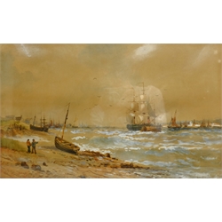  'Coming into Portsmouth Harbour, watercolour signed by Robert Thornton Wilding (British fl.1910-1921), titled and dated '97, 30cm x 49cm  