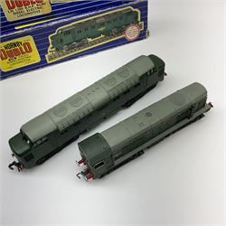Hornby Dublo - three-rail Deltic Type Diesel Co-Co locomotive; and Class 20 1000 B.H.P. Bo-Bo Diesel Electric locomotive No.D8000; both in blue striped boxes (2)