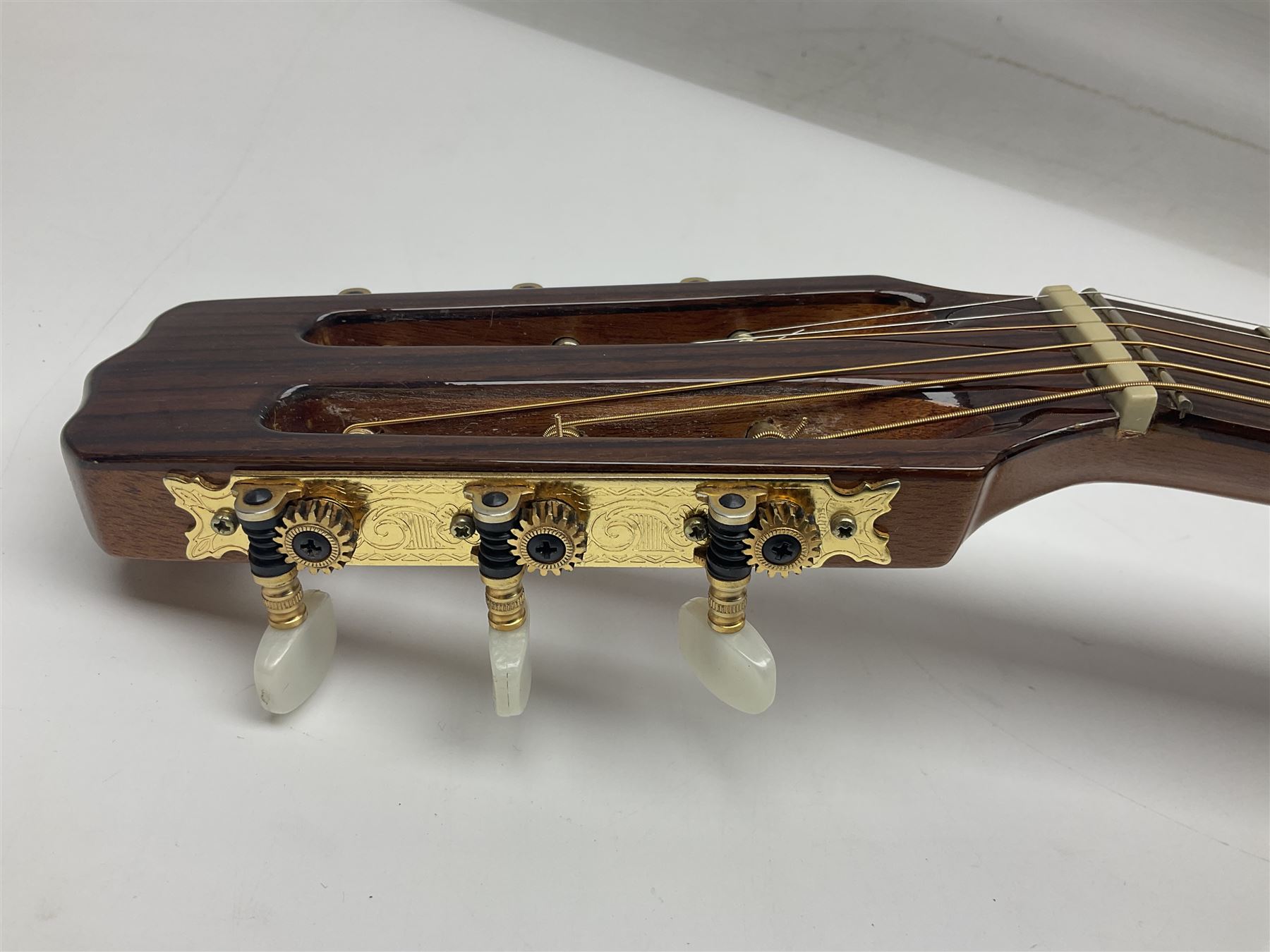 Spanish Gitano Manuel Rodriguez Maccaferri guitar, model no.EMC1; bears label; L98cm; in lightweight carrying case