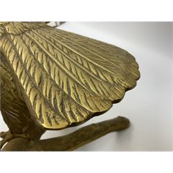 Large brass figure of an eagle on a branch, H51.5cm