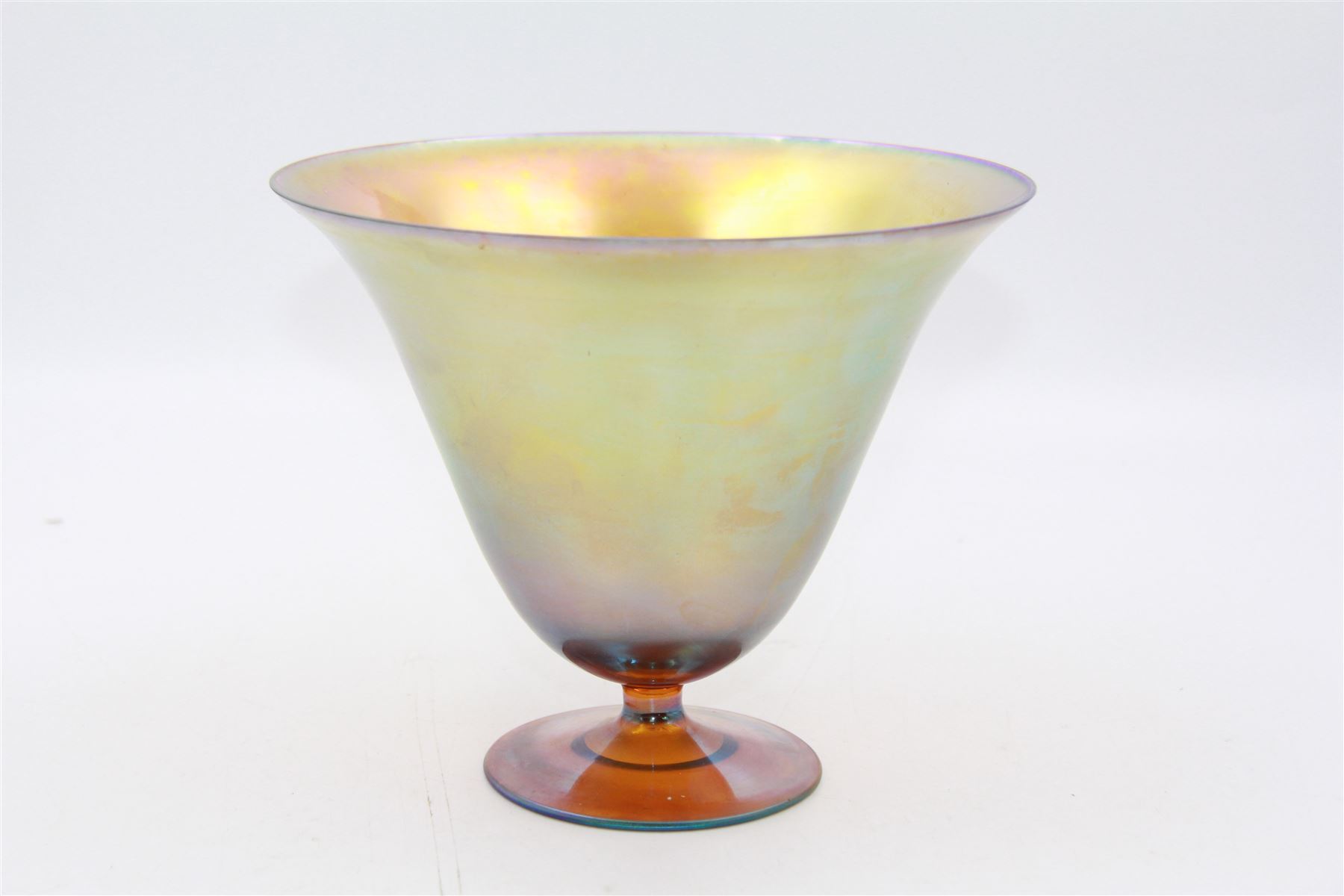 WMF Myra Crystal iridescent glass vase, of goblet form with fluted rim and golden lustre finish, H14.5cm