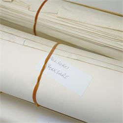 Yorkshire Ordnance Survey maps – a substantial group of approx. 130 OS sheets, early to mid-20th century, mostly large-format folding or rolled maps, covering various parts of Yorkshire with a strong focus on the eastern areas; together with Harry Margary’s complete, full-size facsimile of Thomas Jefferys’ twenty-sheet 1771 Map of the County of York, from his well-known series of historical map reproductions (qty) (unframed)