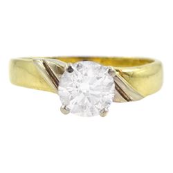 18ct gold single stone round brilliant cut diamond ring, stamped 750, diamond approx 1.00 carat
