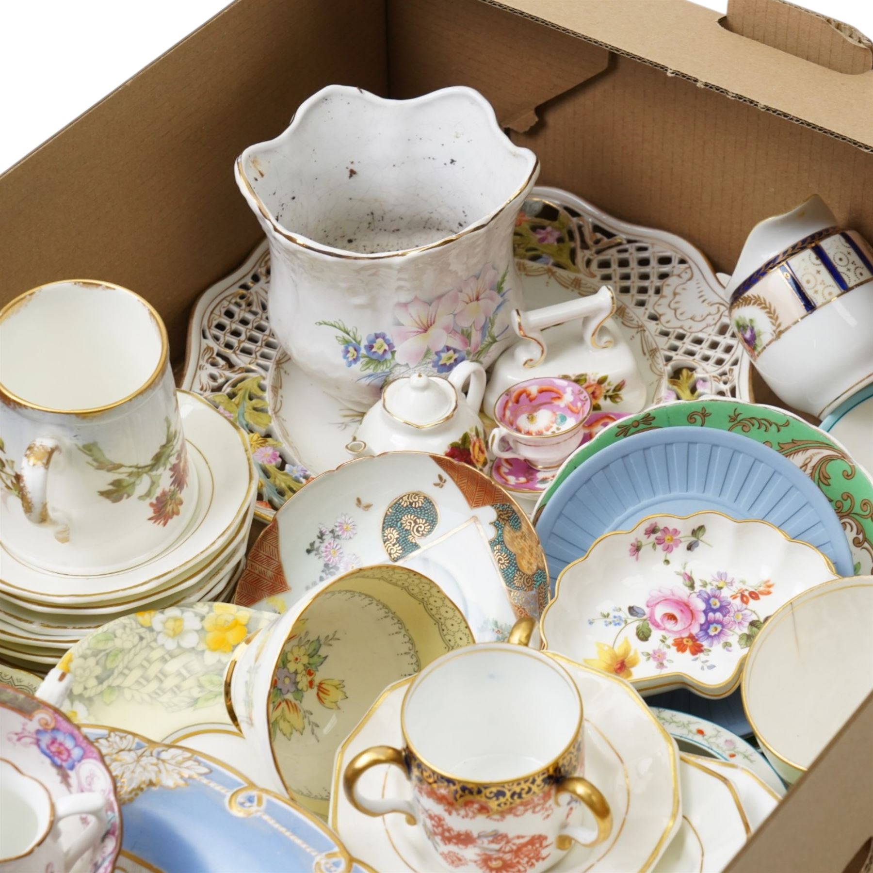 Royal Paragon trio to commemorate the birth of Princess Margaret and Baby's Plate, Royal Crown Derby tyg and two pin dishes, etc