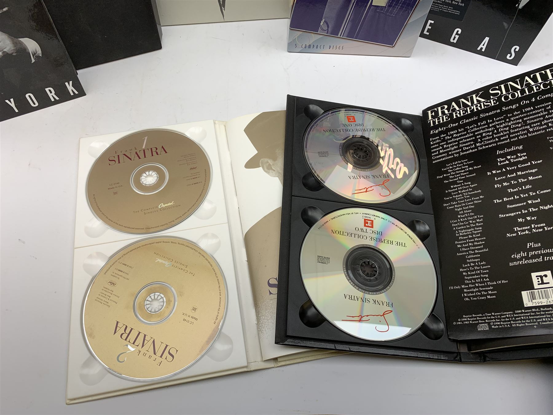 Frank Sinatra: Nine CD box sets comprising The Complete Capitol Singles Collection, The Great Films 
 & Shows, Sinatra London, Sinatra Vegas, Sinatra New York, Frank Sinatra in Hollywood, Frank Sinatra The V-Discs and Tommy Dorsey & Frank Sinatra 