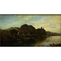 Edwin Henry Boddington (British 1836-1905): 'A Summer's Morning near Cookham on the Thames', oil on canvas signed, titled on stretcher 29cm x 55cm